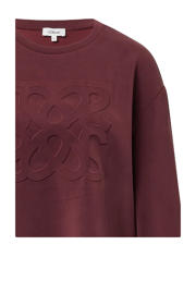 thumbnail: Donkerrode dames s.Oliver sweater van modal met logo dessin, lange mouwen en ronde hals