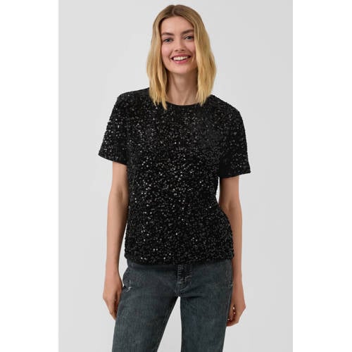 s.Oliver glitter top zwart met pailletten afbeelding