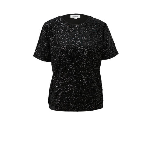s.Oliver glitter top zwart met pailletten afbeelding
