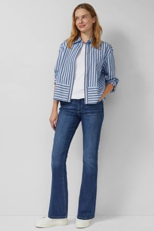high waist bootcut jeans dark blue denim