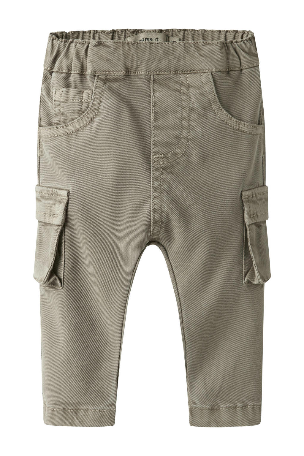 Ecru jongens NAME IT BABY loose fit cargo broek van lyocell met elastische tailleband en effen