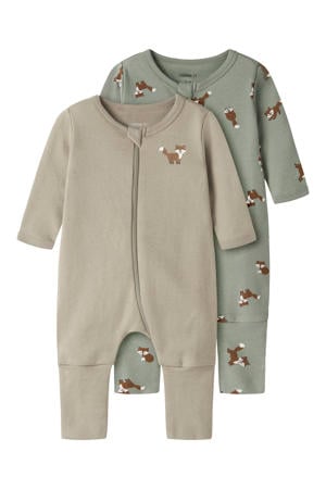 pyjama - bruin/groen (set van 2)