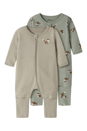 pyjama - bruin/groen (set van 2)