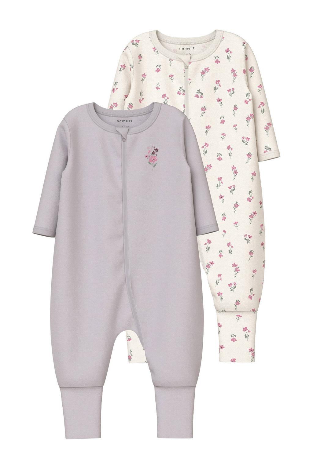 NAME IT BABY pyjama - lila/ecru (set van 2)