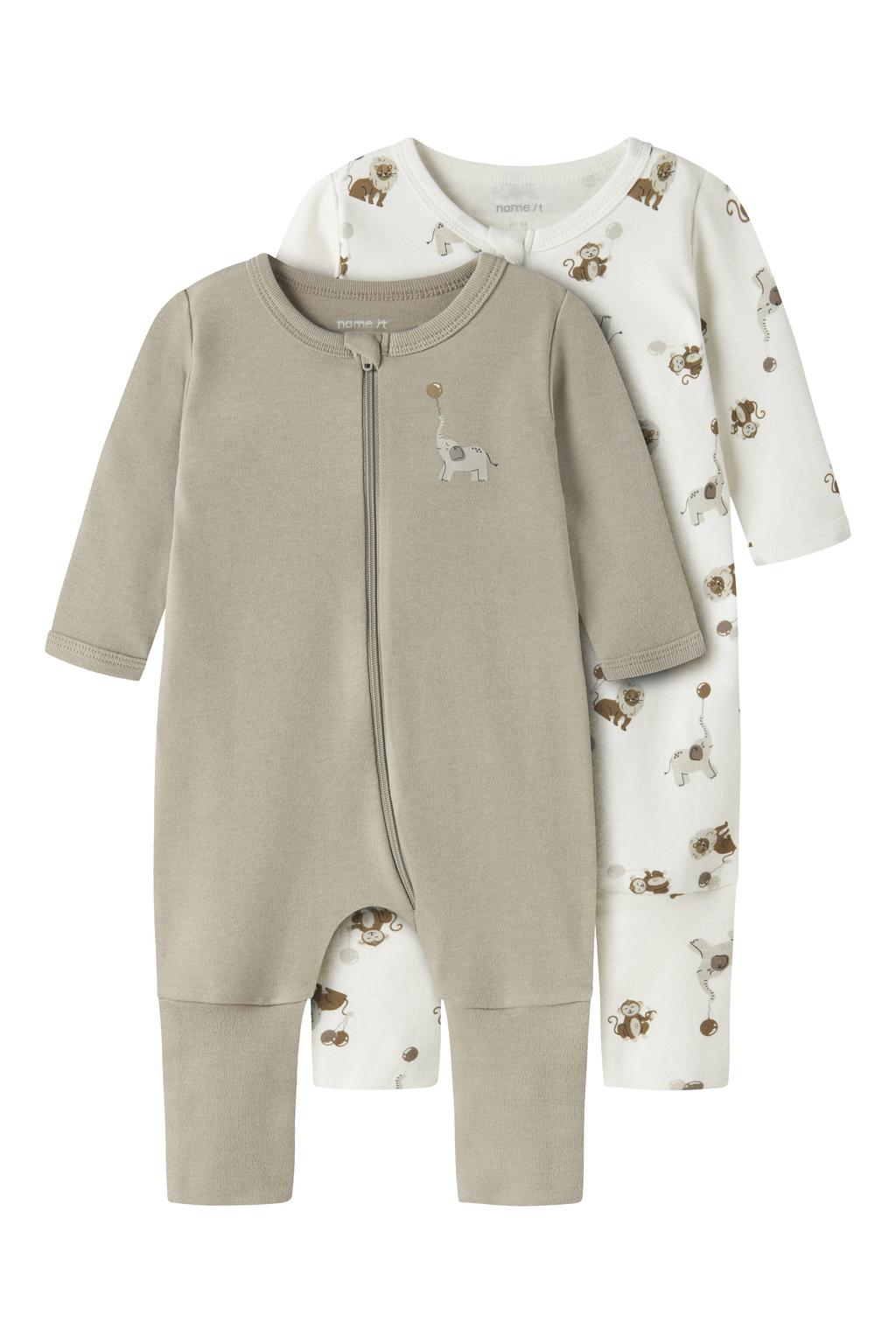 NAME IT BABY pyjama - groen/wit (set van 2)