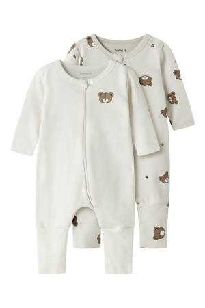 pyjama - ecru/grijs (set van 2)