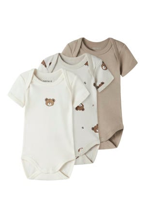romper - ecru/grijs/groen (set van 3)