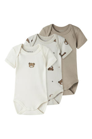 romper - ecru/grijs/groen (set van 3)