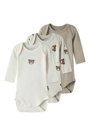 romper - ecru/grijs/groen (set van 3)