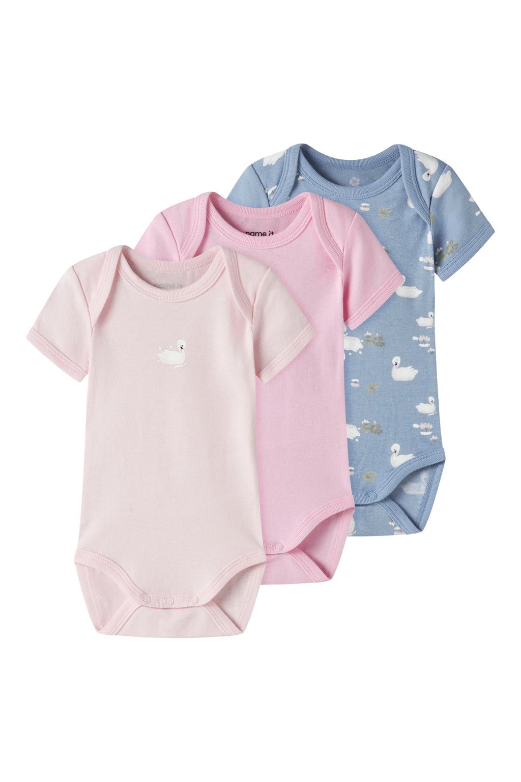 NAME IT BABY romper - lichtroze/roze/blauw (set van 3)