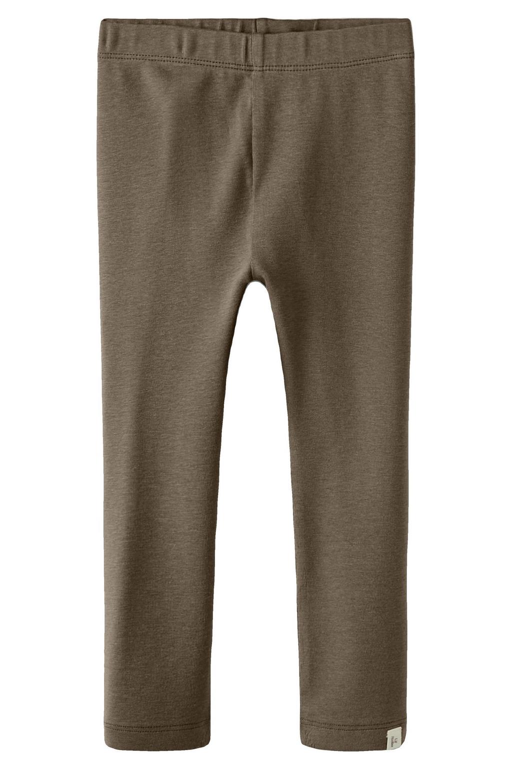 Bruine meisjes LIL' ATELIER MINI casual broek van katoen met slim fit, elastische tailleband en effen