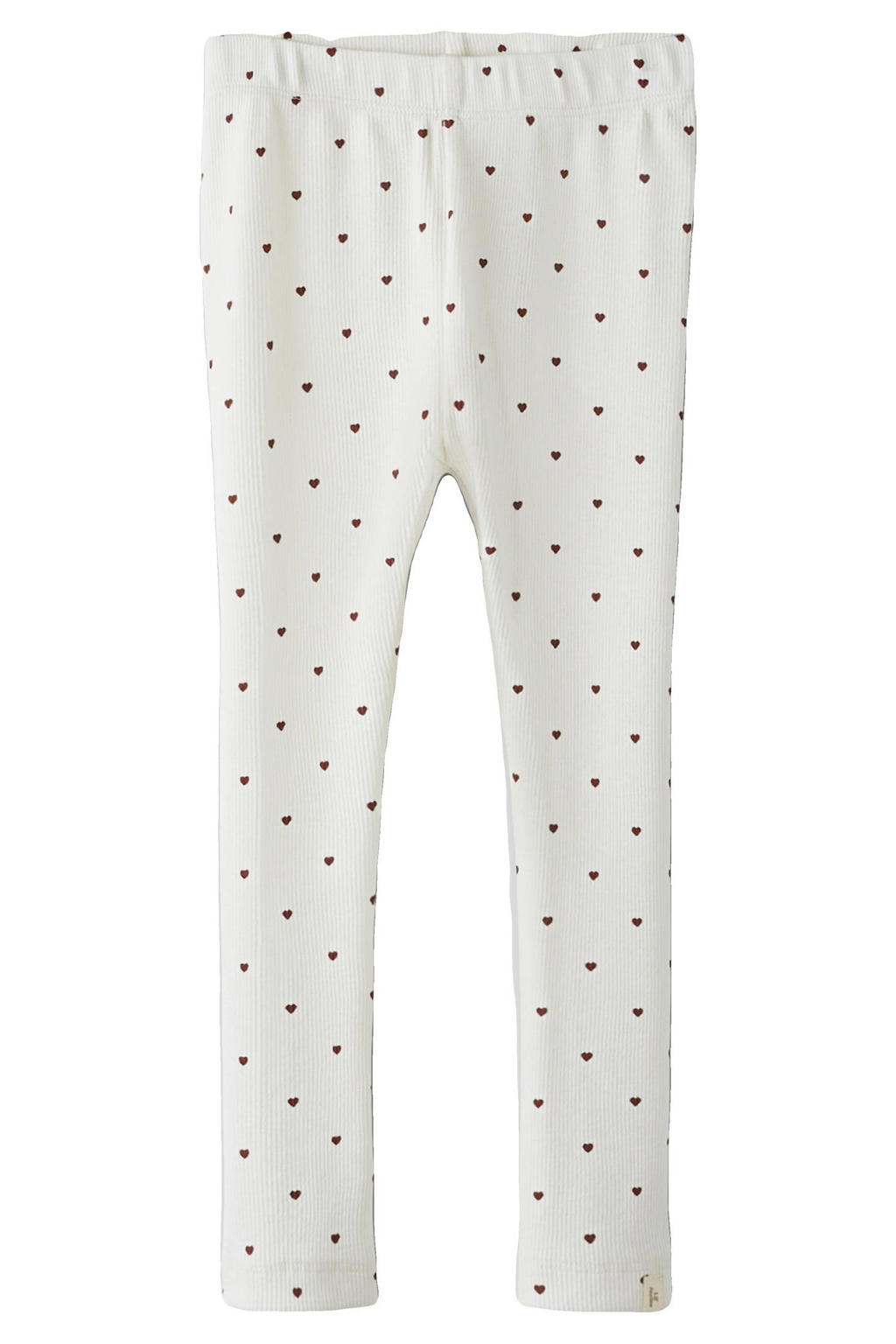 Wit en rode meisjes LIL' ATELIER MINI slim casual broek van stretchkatoen met elastische tailleband en hartjesprint
