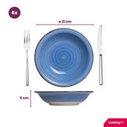 thumbnail: Cookinglife Serviesset Delice Blauw 18-delig / 6 personen - 6 dinerborden, 6 diepe borden en 6 ontbijtborden