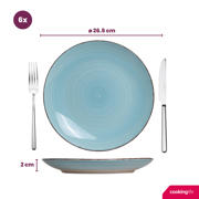 thumbnail: Cookinglife Serviesset Delice Blauw 18-delig / 6 personen - 6 dinerborden, 6 diepe borden en 6 ontbijtborden
