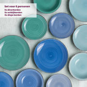 thumbnail: Cookinglife Serviesset Delice Blauw 18-delig / 6 personen - 6 dinerborden, 6 diepe borden en 6 ontbijtborden