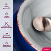 thumbnail: Cookinglife Serviesset Delice Blauw 18-delig / 6 personen - 6 dinerborden, 6 diepe borden en 6 ontbijtborden