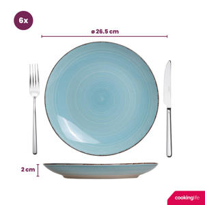 Serviesset Delice Blauw 18-delig / 6 personen - 6 dinerborden, 6 diepe borden en 6 ontbijtborden