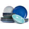 Cookinglife Serviesset Delice Blauw 18-delig / 6 personen - 6 dinerborden, 6 diepe borden en 6 ontbijtborden