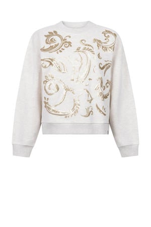 sweater grijs melange met pailletten