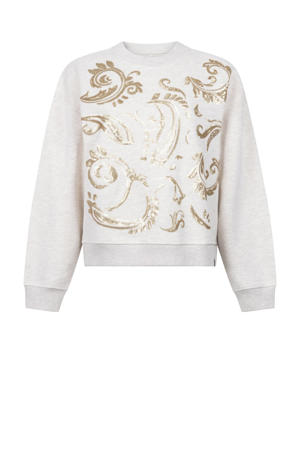 sweater grijs melange met pailletten