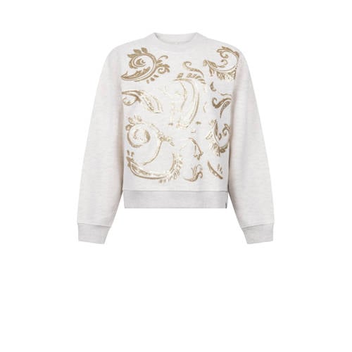 Zoso sweater grijs melange met pailletten afbeelding