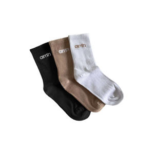 sportsokken - wit/beige/zwart (set van 3)