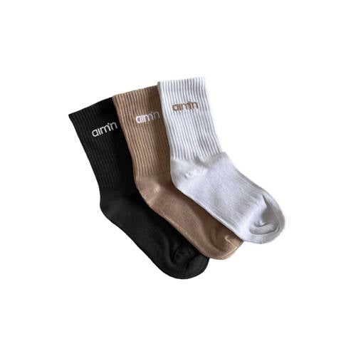 Aim'n sportsokken - set van 3 wit/beige/zwart afbeelding