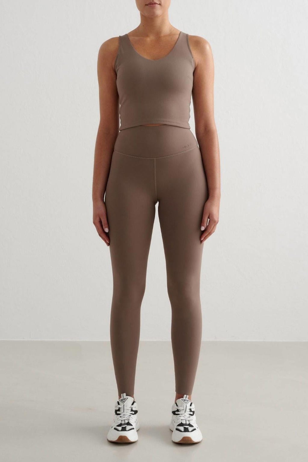 Taupe dames Aim'n sportlegging Sense van polyester met slim fit en high waist