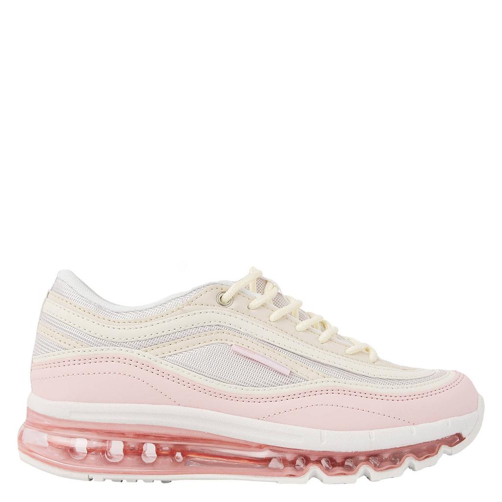 Ecru en lichtroze dames British Knights Zion sneakers van 80% nylon/20% pu met veters