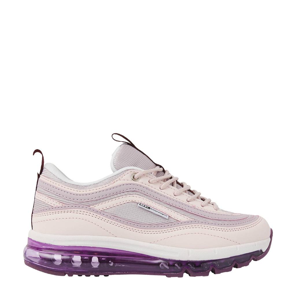 Ecru en paarse dames British Knights Zion sneakers van 80% nylon/20% pu met veters