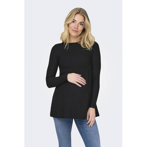 ONLY MATERNITY zwangerschaps top zwart rib gebreid afbeelding