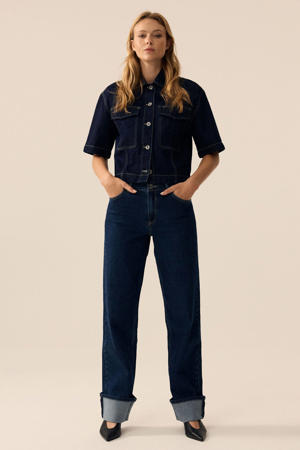 straight leg jeans dark blue denim