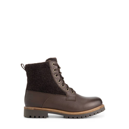 Travelin Enningdal gevoerde leren veterboots donkerbruin afbeelding