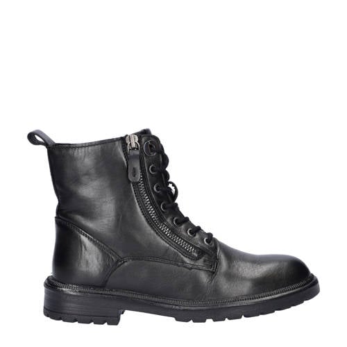 Nelson leren veterboots zwart afbeelding