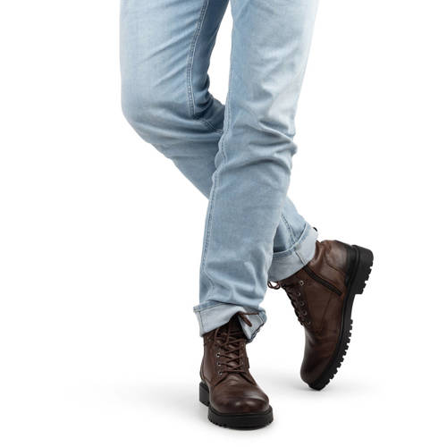 PS Poelman Toni leren veterboots bruin afbeelding
