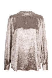 thumbnail: Gouden dames Esqualo top van polyester met effen, lange mouwen en klassieke kraag