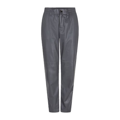 Esqualo imitatieleren slim regular waist broek grijs afbeelding