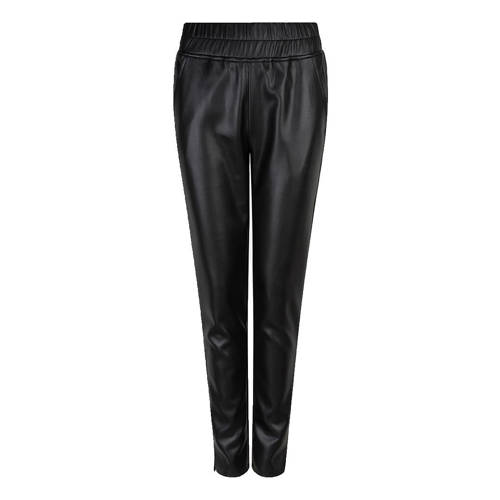 Esqualo imitatieleren slim regular waist broek zwart afbeelding