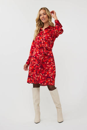 gebloemde blousejurk rood