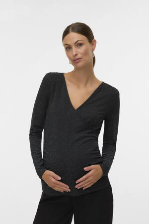 zwangerschaps top zwart met glitter