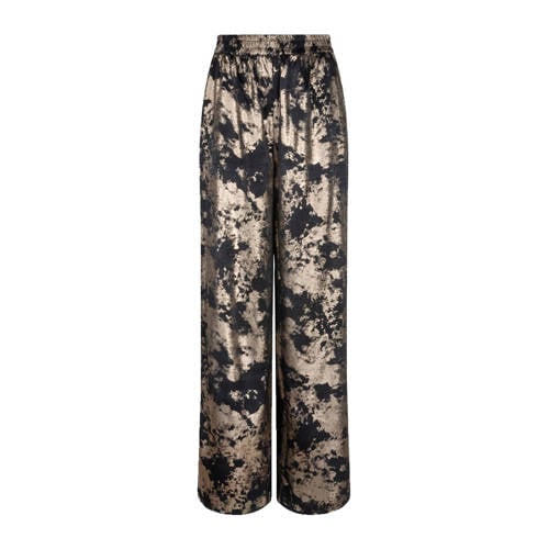 Esqualo wide leg regular waist palazzo broek zwart met glitter afbeelding