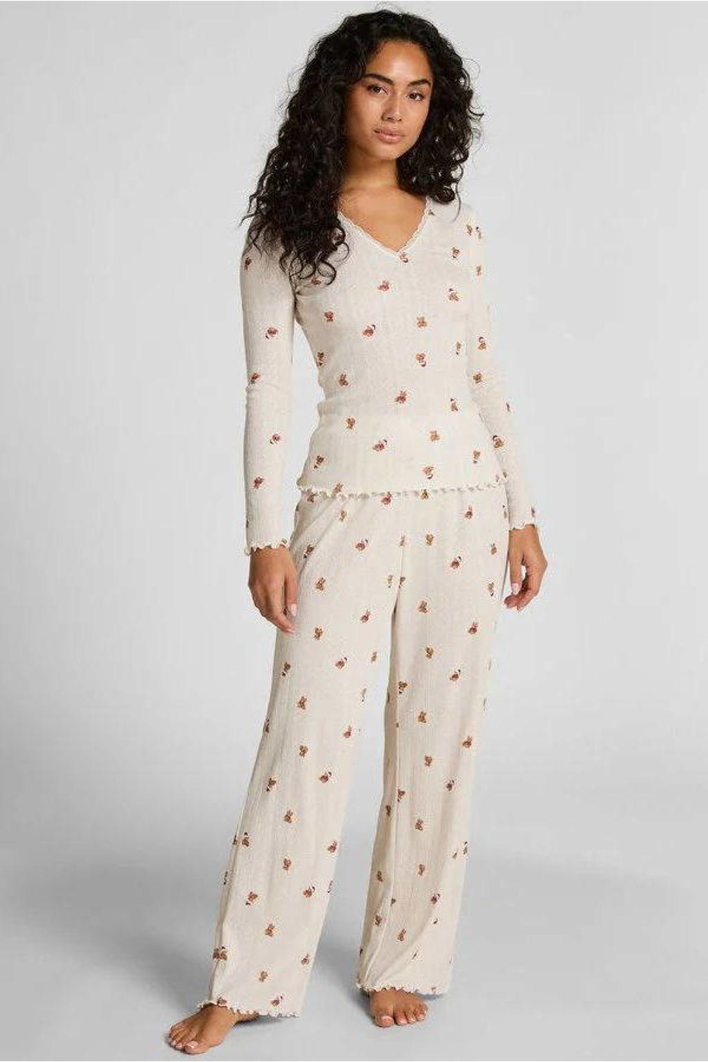 Hunkemöller pyjamabroek Pointelle ecru