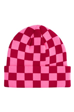 geruite muts roze/rood