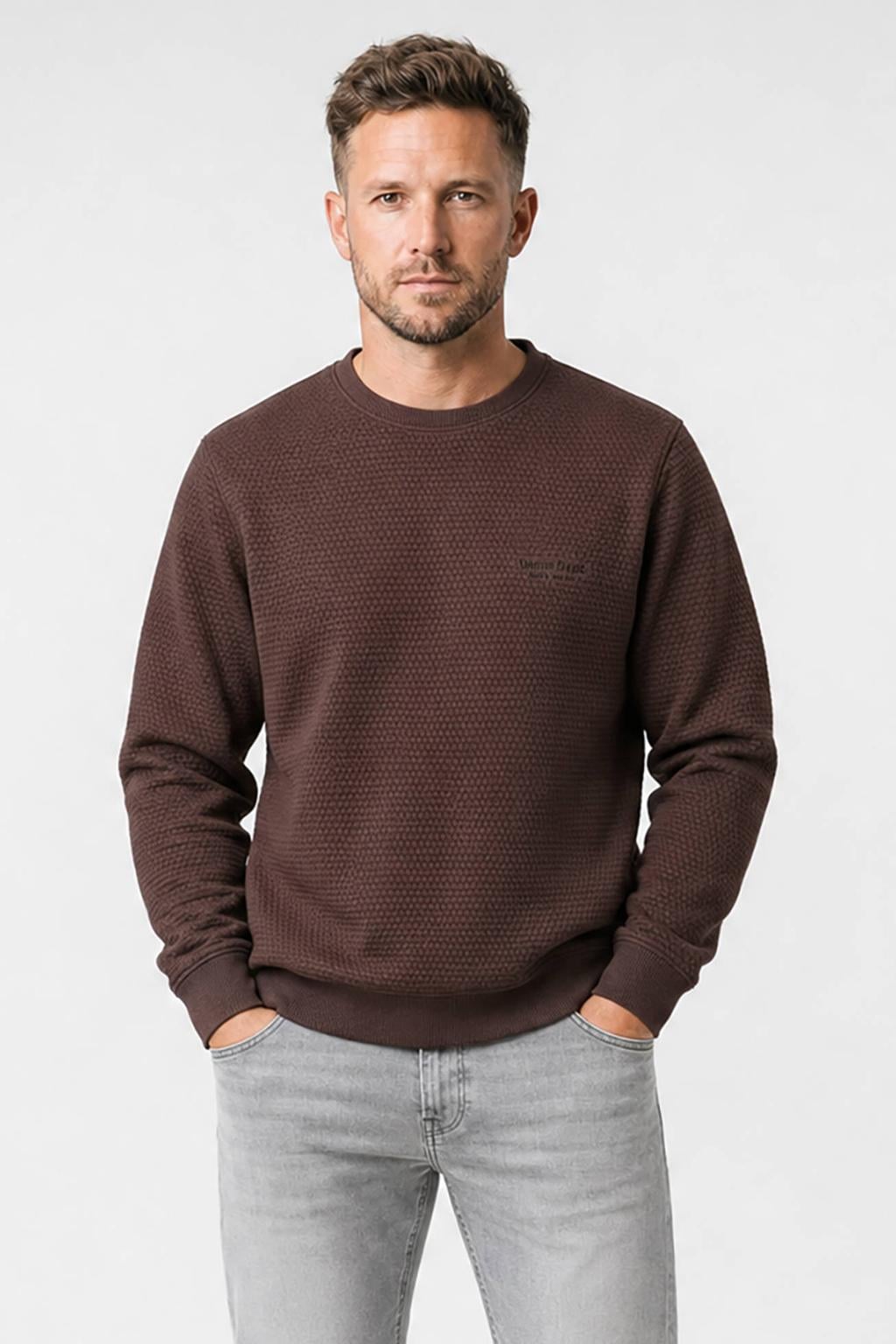 Cars sweater met textuur bruin
