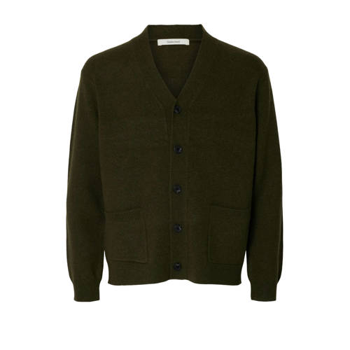 SELECTED HOMME gebreid vest met wol donkergroen afbeelding