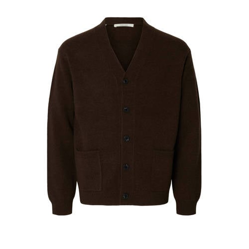 SELECTED HOMME gebreid vest met wol bruin afbeelding