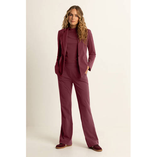Expresso travelstof regular waist flared broek donkerrood fijn gebreid afbeelding