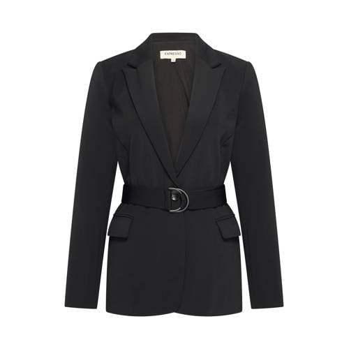 Expresso travelstof getailleerde blazer zwart fijn gebreid afbeelding