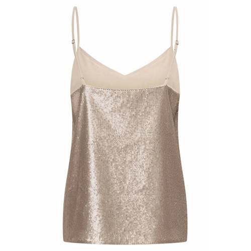 Expresso spaghettitop zand met glitter afbeelding