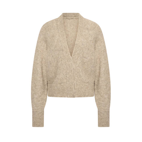 Expresso vest met wol zand gebreid afbeelding